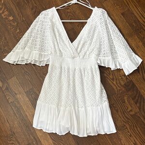 White Lace Boho Skort Dress